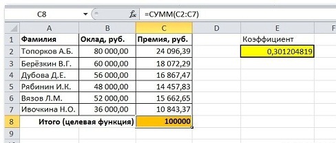 Использование поиска решений в Excel 2010 для решения сложных задач